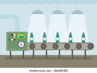 Conveyor belt with boxes. flat vector illustration