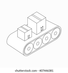 Conveyor Belt With Boxes Icon, Isometric 3d Style