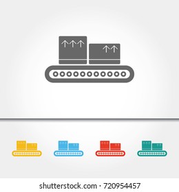 Conveyor Belt with Boxes Single Icon Vector Illustration