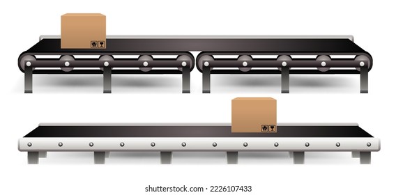 conveyor belt with carton isolated on 

white background
