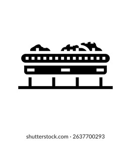 conveyor belt cement production glyph icon vector. conveyor belt cement production sign. isolated symbol illustration