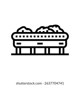 conveyor belt cement production line icon vector. conveyor belt cement production sign. isolated contour symbol black illustration