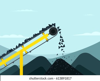 Conveyor belt with coal. mining industry vector illustration svg