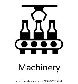 Conveyor belt denoting machinery icon in glyph vector 