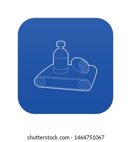 Conveyor belt icon blue vector isolated on white background