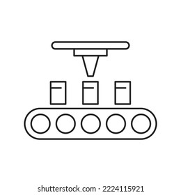 Conveyor belt icon design. Belt conveyor with load icon, isolated on white background. vector illustration