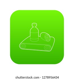 Conveyor belt icon green vector isolated on white background