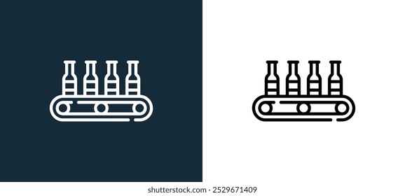 conveyor belt icon isolated on white and black colors. conveyor belt outline linear vector icon from beer collection for mobile apps, web and ui.