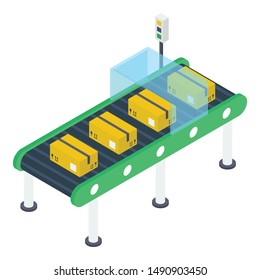 Conveyor belt icon in isometric design