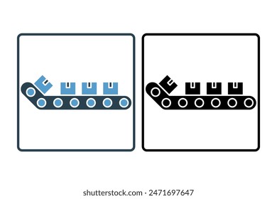 Conveyor belt icon. icon related to supply chain. suitable for web site, app, user interfaces, printable etc. solid icon style. simple vector design editable