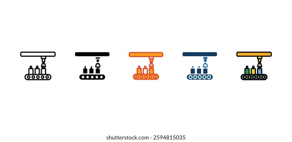 Conveyor belt icon sets with different styles
