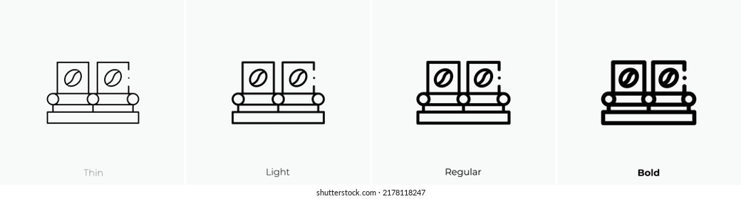 Fördergurtsymbol. Thin, hellrosa und feines Design einzeln auf weißem Hintergrund