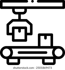 Icono de la cinta transportadora. Diseño De Estilo Lineal Delgado Aislado Sobre Fondo Blanco