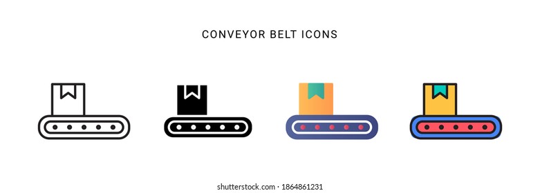 Conveyor Belt Icon Vector With Different Style Design. Isolated On White Background