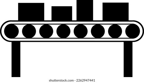 Conveyor belt illustration silhouette with packages