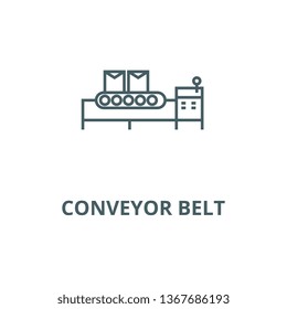 Conveyor belt line icon, vector. Conveyor belt outline sign, concept symbol, flat illustration