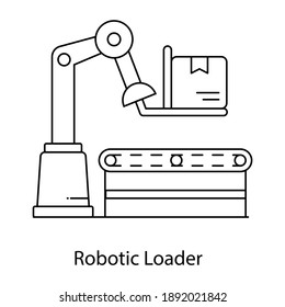 
Conveyor belt linear icon, cargo transporter 