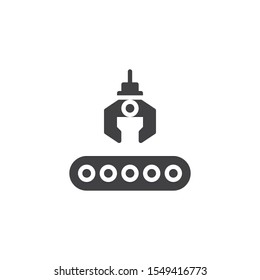 Conveyor belt loader vector icon. filled flat sign for mobile concept and web design. Industrial conveyor robot glyph icon. Symbol, logo illustration. Vector graphics