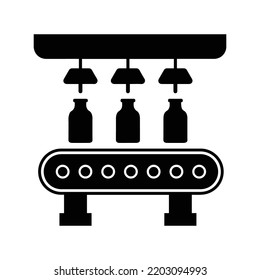 Conveyor belt logistic package icon | Black Vector illustration |