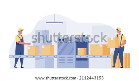 Conveyor Belt Machine Concept in Warehouse.