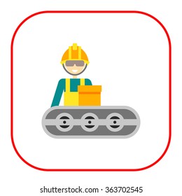 Conveyor belt operator at work