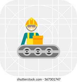 Conveyor belt operator at work