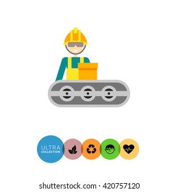 Conveyor belt operator at work