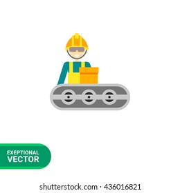Conveyor belt operator at work