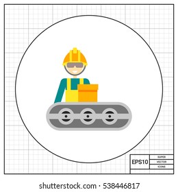 Conveyor belt operator at work