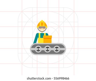 Conveyor belt operator at work