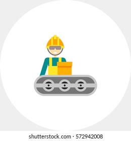 Conveyor belt operator at work