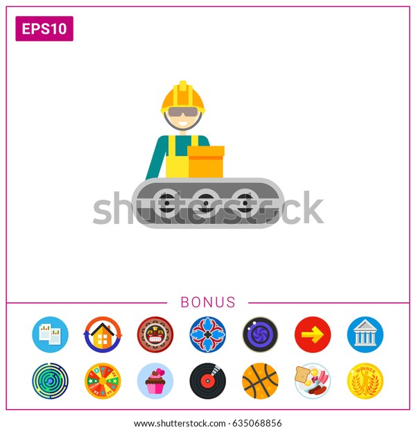 Conveyor Belt Operator Work Stock Vector Royalty Free 635068856