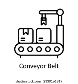 Conveyor Belt Outline Icon Design illustration. Smart Industries Symbol on White background EPS 10 File