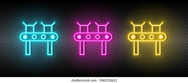 conveyor belt, package neon icon set