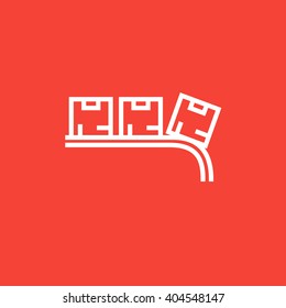 Conveyor belt for parcels line icon.