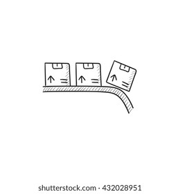 Correa de transmisión para parcelas icono de boceto vectorial aislado en el fondo. Trazado a mano Correa de transmisión para icono de paquetes. Correa de transmisión para parcelas icono de boceto para infografía, sitio web o aplicación.