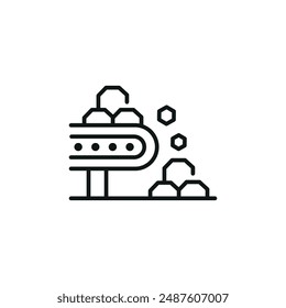 Conveyor belt and rocks icon. Simple conveyor belt and rocks icon for social media, app, and web design. Vector illustration.