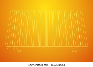 Conveyor belt section. Factory production equipment. Wireframe low poly mesh vector illustration