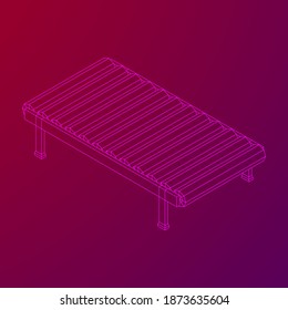 Conveyor belt section. Factory production equipment. Wireframe low poly mesh vector illustration