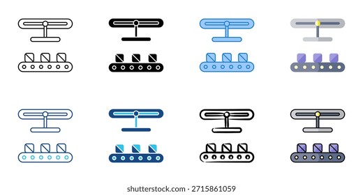 Conveyor belt set multiple style vector collection. Editable stroke 
