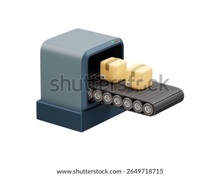 Conveyor Belt System with Packages icon 3d. Conveyor Belt with delivery box icon 3d illustration