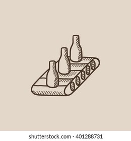 Conveyor belt system sketch icon.
