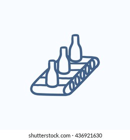 Conveyor belt system vector sketch icon isolated on background. Hand drawn Conveyor belt system icon. Conveyor belt system sketch icon for infographic, website or app.