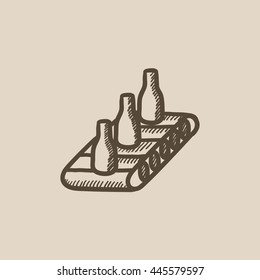 Conveyor belt system vector sketch icon isolated on background. Hand drawn Conveyor belt system icon. Conveyor belt system sketch icon for infographic, website or app.