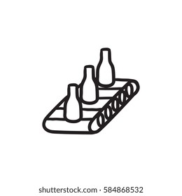 Conveyor belt system vector sketch icon isolated on background. Hand drawn Conveyor belt system icon. Conveyor belt system sketch icon for infographic, website or app.