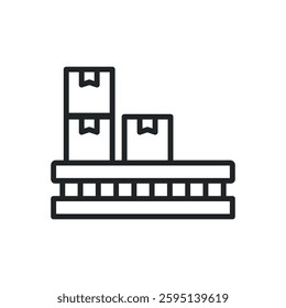 Conveyor belt thin line icons. Perfect pixel on transparent background