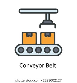 Conveyor Belt  Vector   Fill outline Icon Design illustration. Shipping and delivery Symbol on White background EPS 10 File