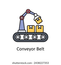 Conveyor Belt vector filled outline icon design illustration. Manufacturing units symbol on White background EPS 10 File