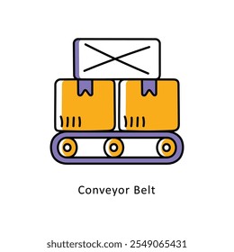 Ilustración de estilo de iconos de contorno lleno de Vector de cinta transportadora. Archivo EPS 10