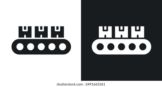 Conveyor belt vector icon set in solid style.